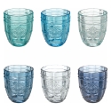 Set de 6 vasos de agua 265ml de vidrio con diseño arabesco Syrah Ocean Promoción
