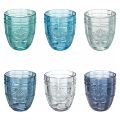 Set de 6 vasos de agua 265ml de vidrio con diseño arabesco Syrah Ocean Promoción