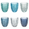 Set de 6 vasos de agua 265ml de vidrio con diseño arabesco Syrah Ocean Promoción