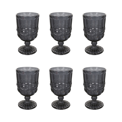 Juego de 6 copas 300ml de vidrio con relieve Nobilis C Promoción