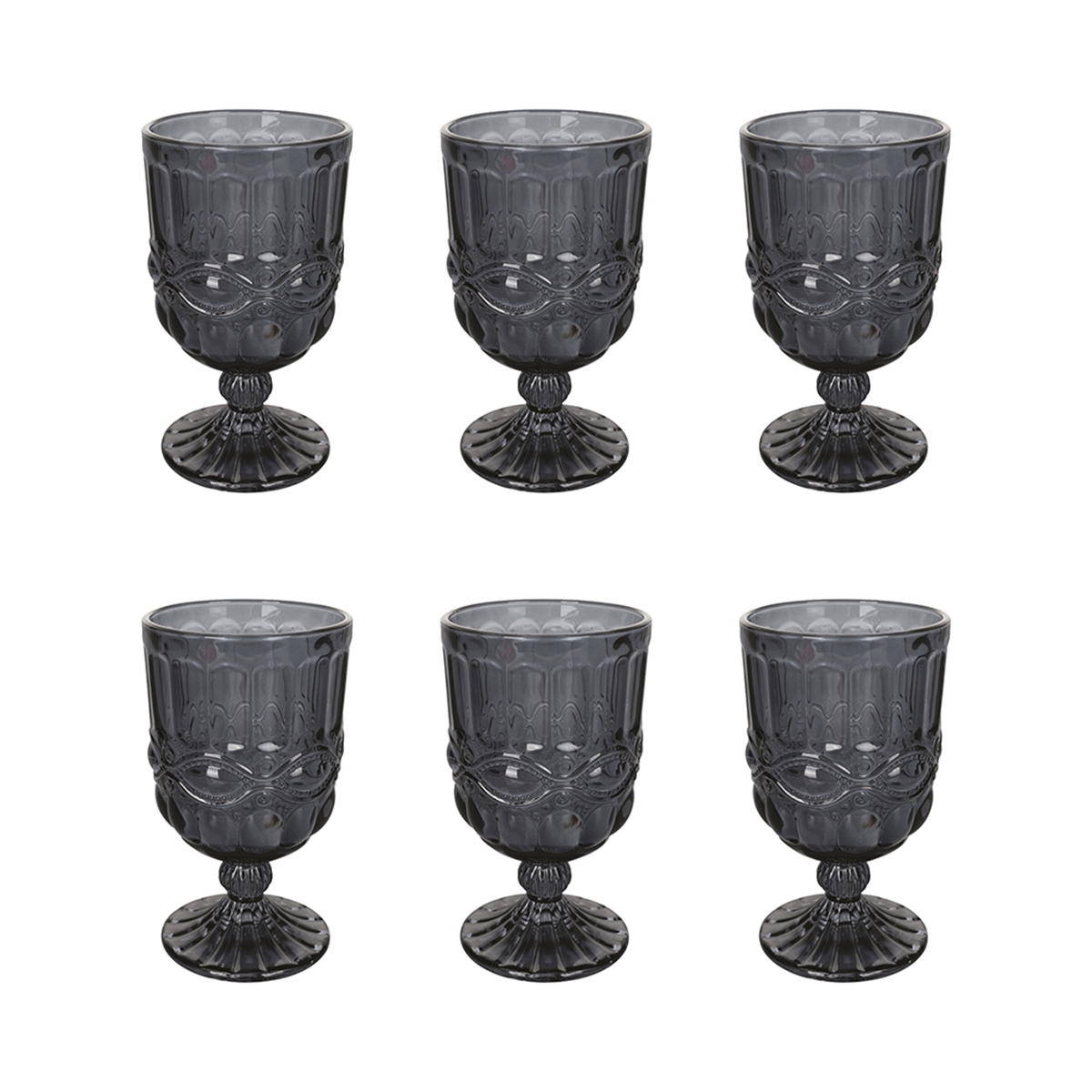 Juego de 6 copas 300ml de vidrio con relieve Nobilis C Promoción