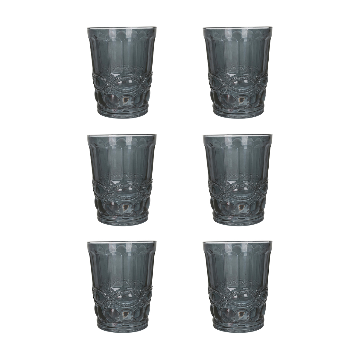Set de 6 vasos de agua 240ml con relieve decorativo Nobilis Promoción