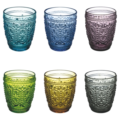 Juego de 6 vasos de agua 300ml con relieve Koralight Promoción