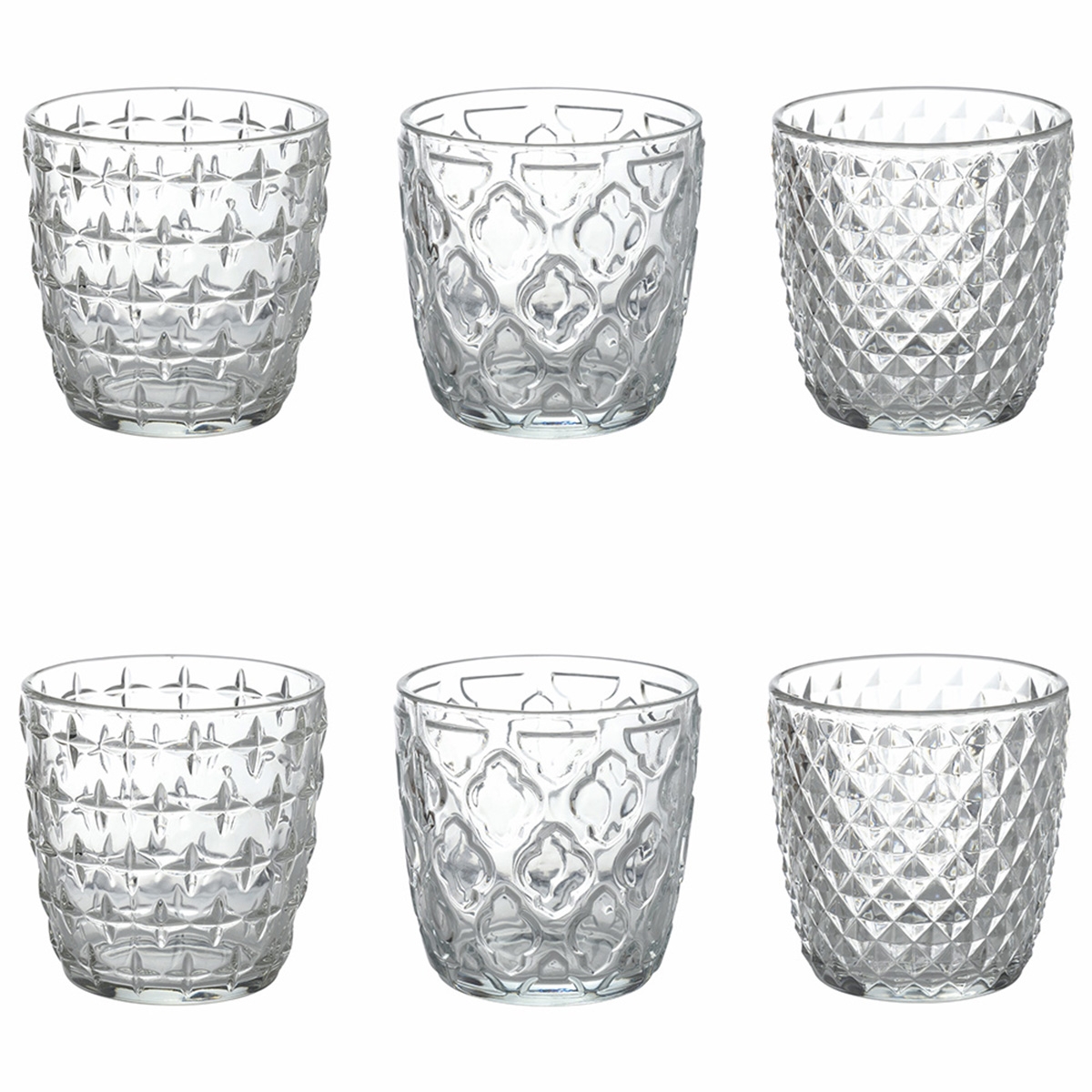 Juego de 6 vasos de agua transparentes de vidrio 325ml Diversity Promoción