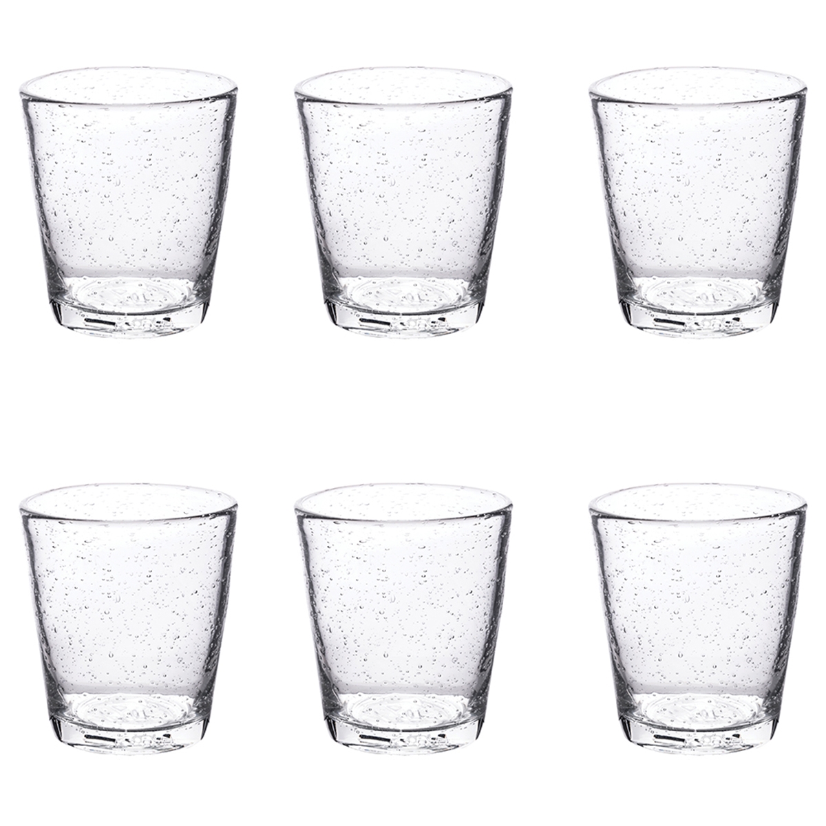 Set de 6 vasos transparentes de vidrio soplado 300ml Cancun Promoción Set de 6 vasos transparentes de vidrio soplado 300ml Cancun Promoción