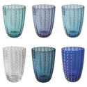 Juego de 6 vasos de agua de vidrio con lunares blancos 300ml Kalahari Oferta