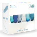 Juego de 6 vasos de agua de vidrio con lunares blancos 300ml Kalahari 