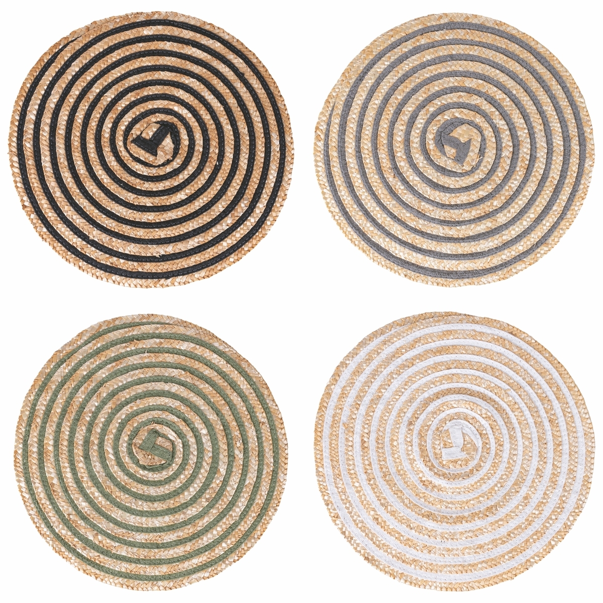 Set de 4 manteles individuales redondos de paja trenzada Ø38cm Spiral Promoción Set de 4 manteles individuales redondos de paja trenzada Ø38cm Spiral Promoción