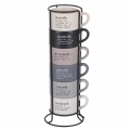 Juego de 6 tazas de café de porcelana 90 ml con soporte Victionary Week Promoción
