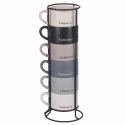 Juego de 6 tazas de café de porcelana 90 ml con soporte Victionary Week Modelo
