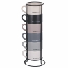 Juego de 6 tazas de café de porcelana 90 ml con soporte Victionary Week Modelo