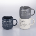 Set de 3 tazas mug apilables de gres 350ml con inscripciones Victionary L Promoción