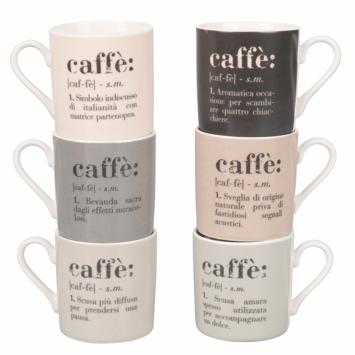 Set de 6 tazas de café de porcelana con inscripciones 90ml Victionary Caffè Promoción