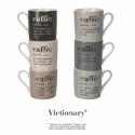 Set de 6 tazas de café de porcelana con inscripciones 90ml Victionary Caffè Oferta