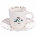 Juego de 4 tazas de café de porcelana con platillo 90 ml con inscripciones Le Travisate Oferta