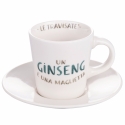 Juego de 4 tazas de café de porcelana con platillo 90 ml con inscripciones Le Travisate Rebajas