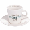 Juego de 4 tazas de café de porcelana con platillo 90 ml con inscripciones Le Travisate Descueto