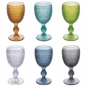 Set de 6 copas de vidrio coloreado 210ml con superficie trabajada New Mexico Venta