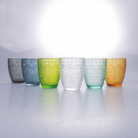 Juego de 6 vasos de agua de vidrio colorido 300ml New Mexico A Promoción