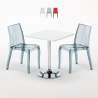 Mesa Cuadrada Blanca 70x70 cm y Sillas De Colores Transparentes Cristal Light Titanium Oferta