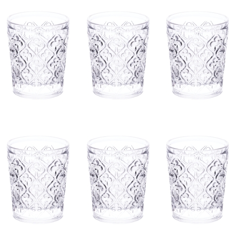 Set de 6 vasos de vidrio para agua con superficie texturizada 240ml Marrakech Promoción