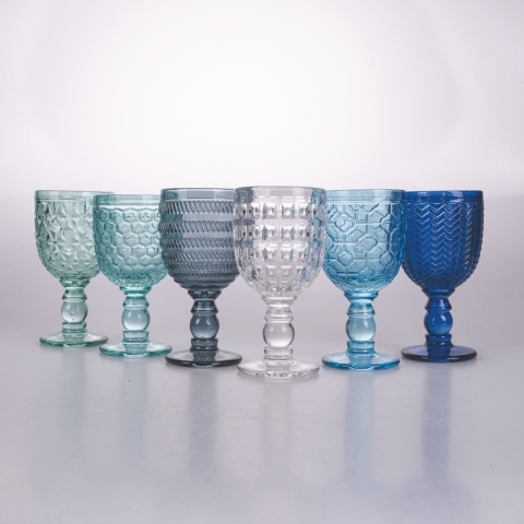 Set de 6 copas de vidrio con superficie texturizada 280ml Geometrie Ocean Promoción