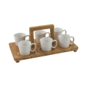 Juego de 6 tazas de café de porcelana 90 ml con bandeja Essential Oferta