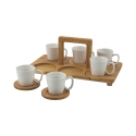 Juego de 6 tazas de café de porcelana 90 ml con bandeja Essential Venta