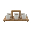 Juego de 6 tazas de café de porcelana 90 ml con bandeja Essential Descueto