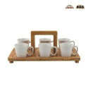 Juego de 6 tazas de café de porcelana 90 ml con bandeja Essential Promoción