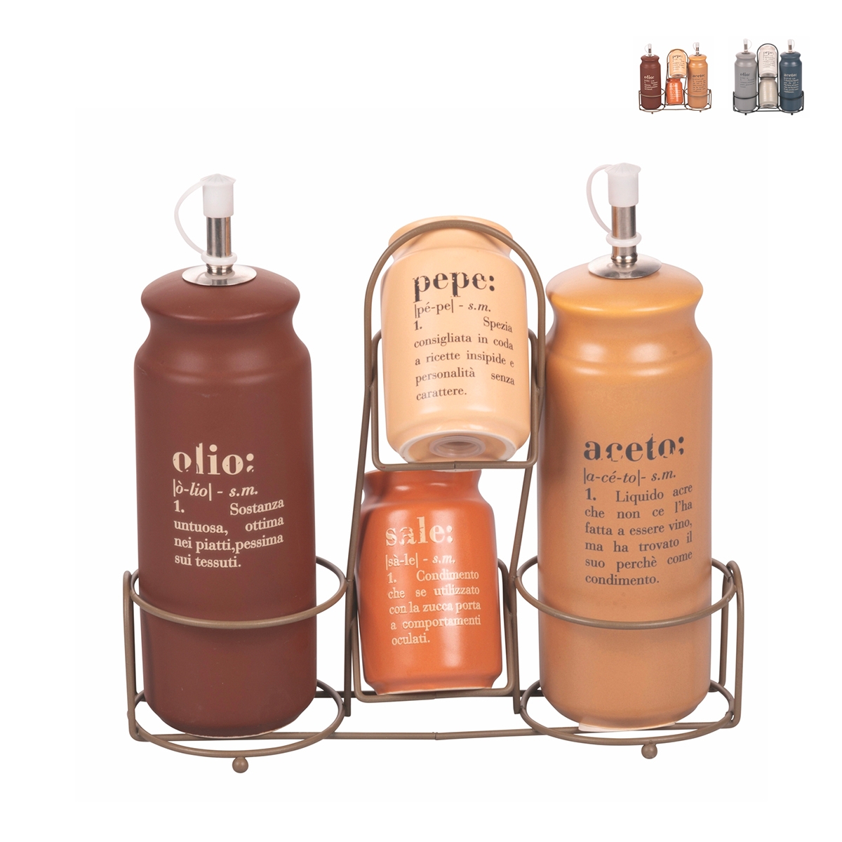 Juego de condimentos 5 piezas con aceitera de gres Victionary A Promoción Juego de condimentos 5 piezas con aceitera de gres Victionary A Promoción