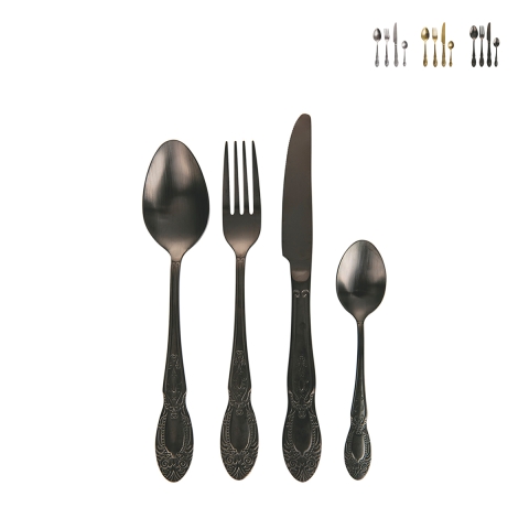 Set de 24 cubiertos en acero satinado estilo barroco Wonderland Promoción