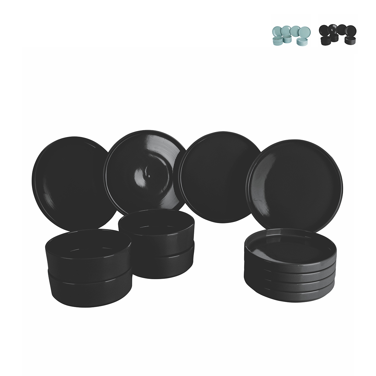 Juego de platos 12 piezas de gres para 4 personas Gourmet Villa d'Este Home Tivoli Juego de platos 12 piezas de gres para 4 personas Gourmet Villa d'Este Home Tivoli