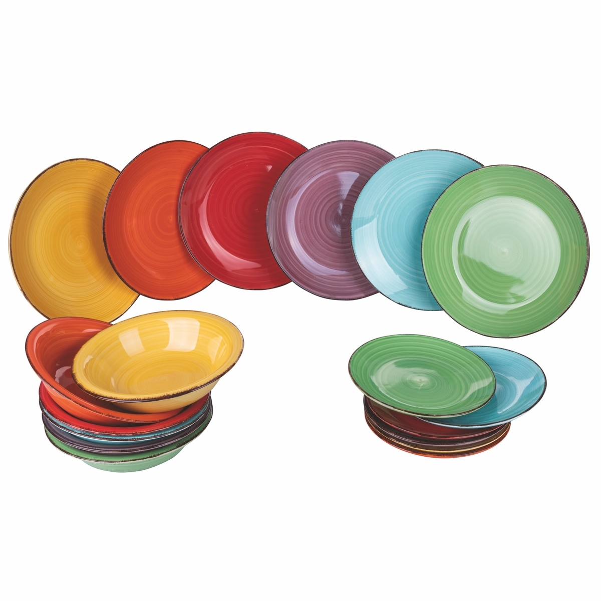 Juego de platos de gres pintados a mano 18 piezas para 6 personas Baita Promoción Juego de platos de gres pintados a mano 18 piezas para 6 personas Baita Promoción