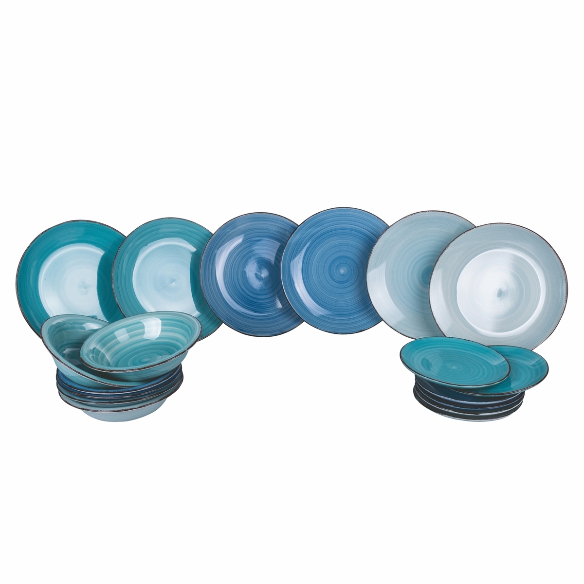 Juego de vajilla 18 piezas en gres pintado a mano para 6 personas Baita Acqua Ocean Promoción