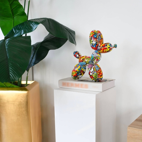 Escultura moderna perro globo pop art en resina MiniMira-PA Promoción