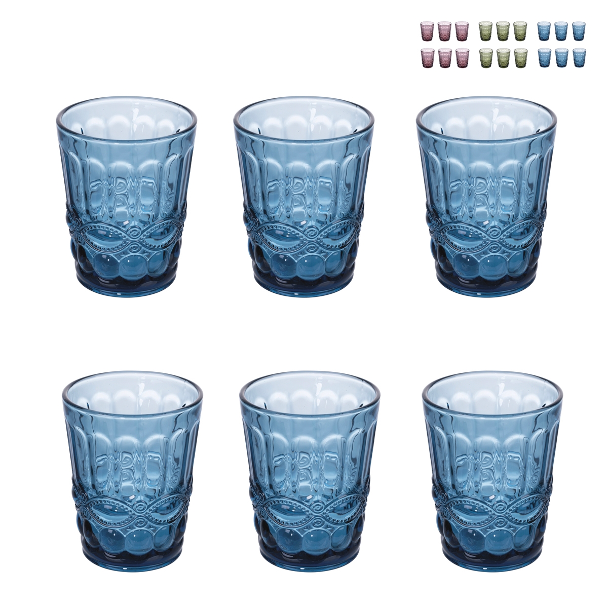 Set de 6 vasos de agua 280ml con decoración en relieve Nobilis 2 Descueto