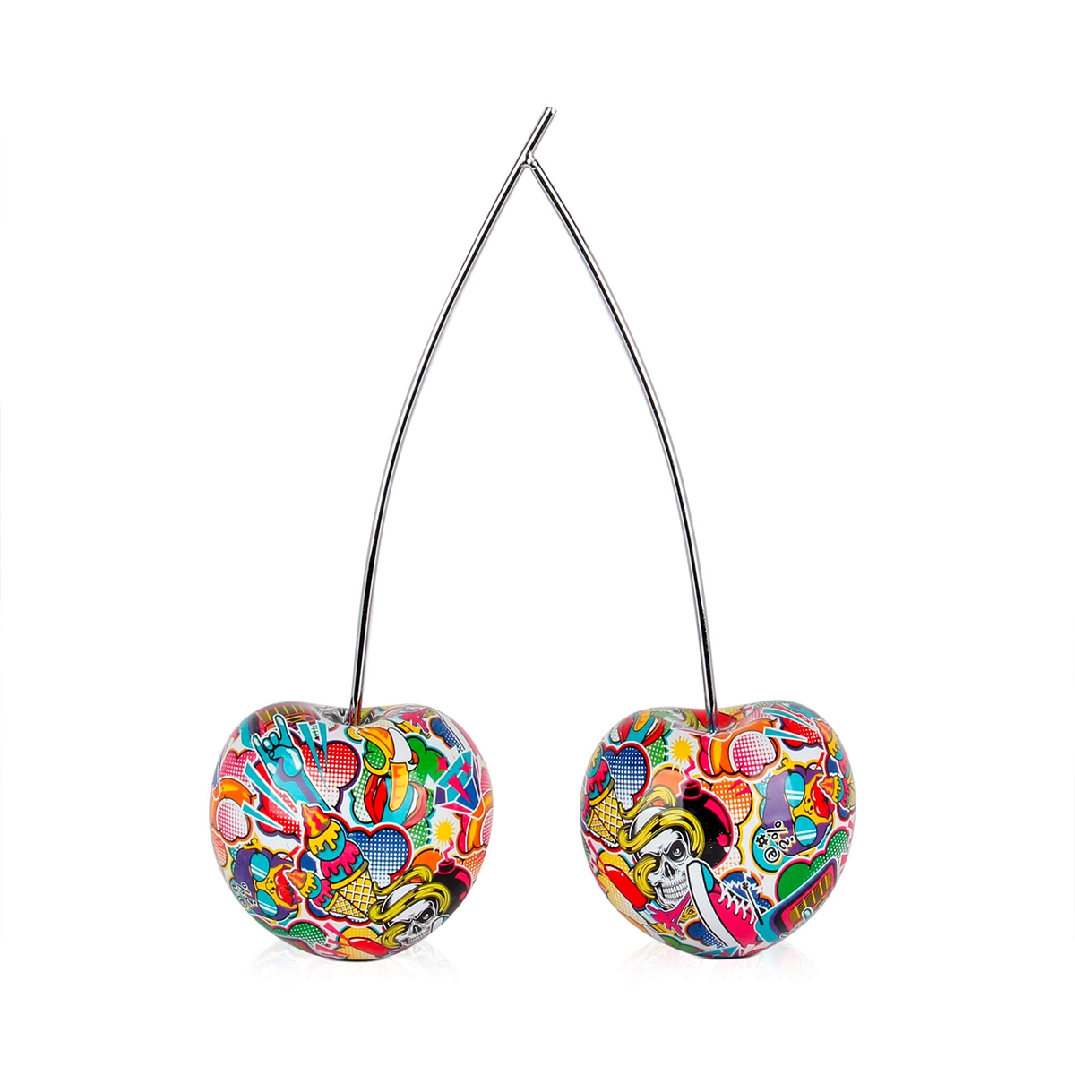 Escultura pareja de cerezas estatua de resina graffiti pop art Alma-PA Promoción Escultura pareja de cerezas estatua de resina graffiti pop art Alma-PA Promoción
