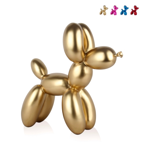 Escultura perro globo estatua de resina efecto metal Mira-M Promoción