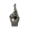 Escultura de resina efecto metal dedos cruzados estatua moderna Aira Oferta