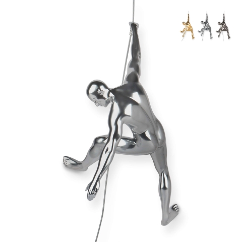 Escultura de pared escalador en resina efecto metal Bata-M Promoción