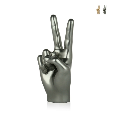 Escultura figurativa moderna efecto metal V de Vittoria Rama Promoción