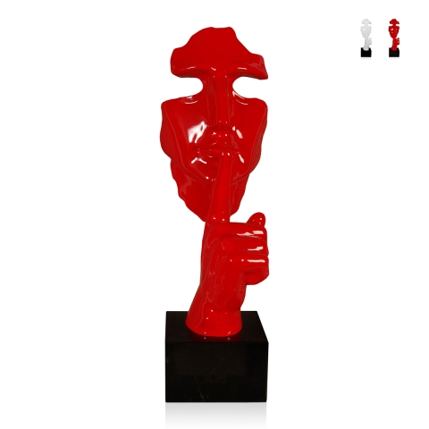 Escultura surrealista de rostro masculino en resina lacada Lira-L Promoción