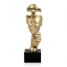 Escultura surrealista en resina efecto metal rostro masculino Lira-M Oferta