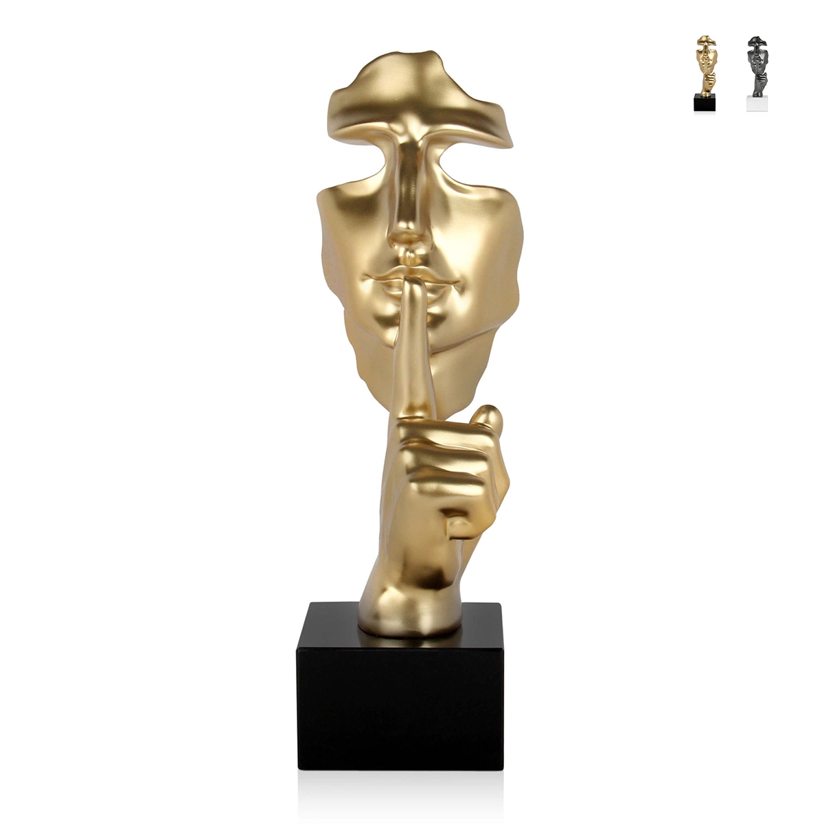 Escultura surrealista en resina efecto metal rostro masculino Lira-M Promoción Escultura surrealista en resina efecto metal rostro masculino Lira-M Promoción