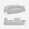 Sofá modular de 3 plazas de diseño moderno por módulos con mesitas Diadema 