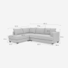 Sofá de diseño esquinero de 3 plazas moderno de tela gris Alhena Elección