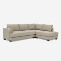 Sofá de 3 plazas esquinero de diseño con chaise longue de tela beige Avior Venta