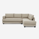 Sofá de 3 plazas esquinero de diseño con chaise longue de tela beige Avior Oferta