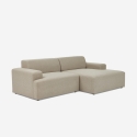 Sofá de diseño moderno de 3 plazas con chaise longue a la derecha de tela Toliman Oferta